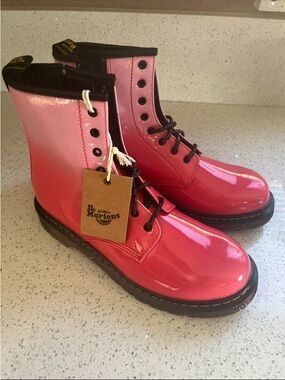 Dr. Martens 1460 Pink Ombre Glitter Patent Boots NWT Size 6
